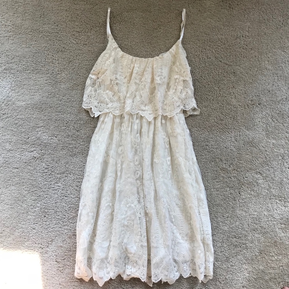 Cream Lace Shift Dress